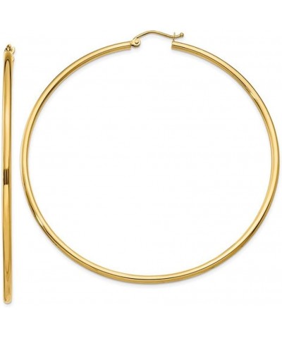 14K Yellow Gold Tube Hoop Earrings with Click-Down Clasp, (2mm Tube) 70mm $140.68 Earrings