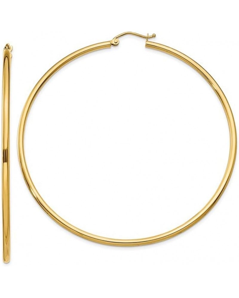 14K Yellow Gold Tube Hoop Earrings with Click-Down Clasp, (2mm Tube) 70mm $140.68 Earrings