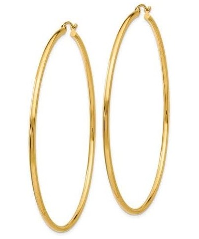 14K Yellow Gold Tube Hoop Earrings with Click-Down Clasp, (2mm Tube) 70mm $140.68 Earrings