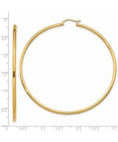 14K Yellow Gold Tube Hoop Earrings with Click-Down Clasp, (2mm Tube) 70mm $140.68 Earrings