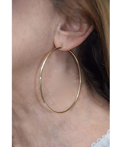 14K Yellow Gold Tube Hoop Earrings with Click-Down Clasp, (2mm Tube) 70mm $140.68 Earrings