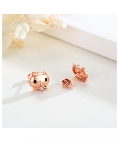 Pig Earrings 925 Sterling Silver Fly Pig Stud Earrings Cute Animal Earrings Pig Jewelry Gift for Women Girl Teens Pig Earring...