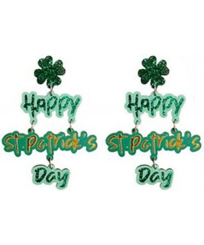 Patrick's Day Grass leaf Love Heart Earrings Clover Shamrock Earrings for Women Girls Green Lucky Clover Dangle Acrylic Earri...