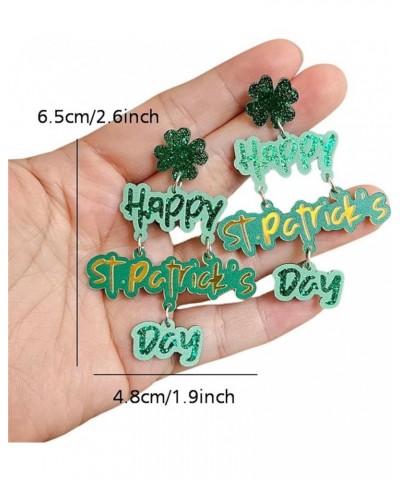 Patrick's Day Grass leaf Love Heart Earrings Clover Shamrock Earrings for Women Girls Green Lucky Clover Dangle Acrylic Earri...