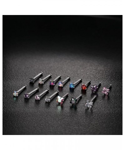 33Pcs 20G Nose Rings Studs for Women Men Hypoallergenic Surgical Steel L Shape Nose Stud Screw Bone Hoop Nostril Nose Piercin...