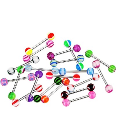 14G Tongue Rings Assorted Colors Surgical Stainless Steel Barbells Piercing Jewelry 20PCS $9.00 Body Jewelry