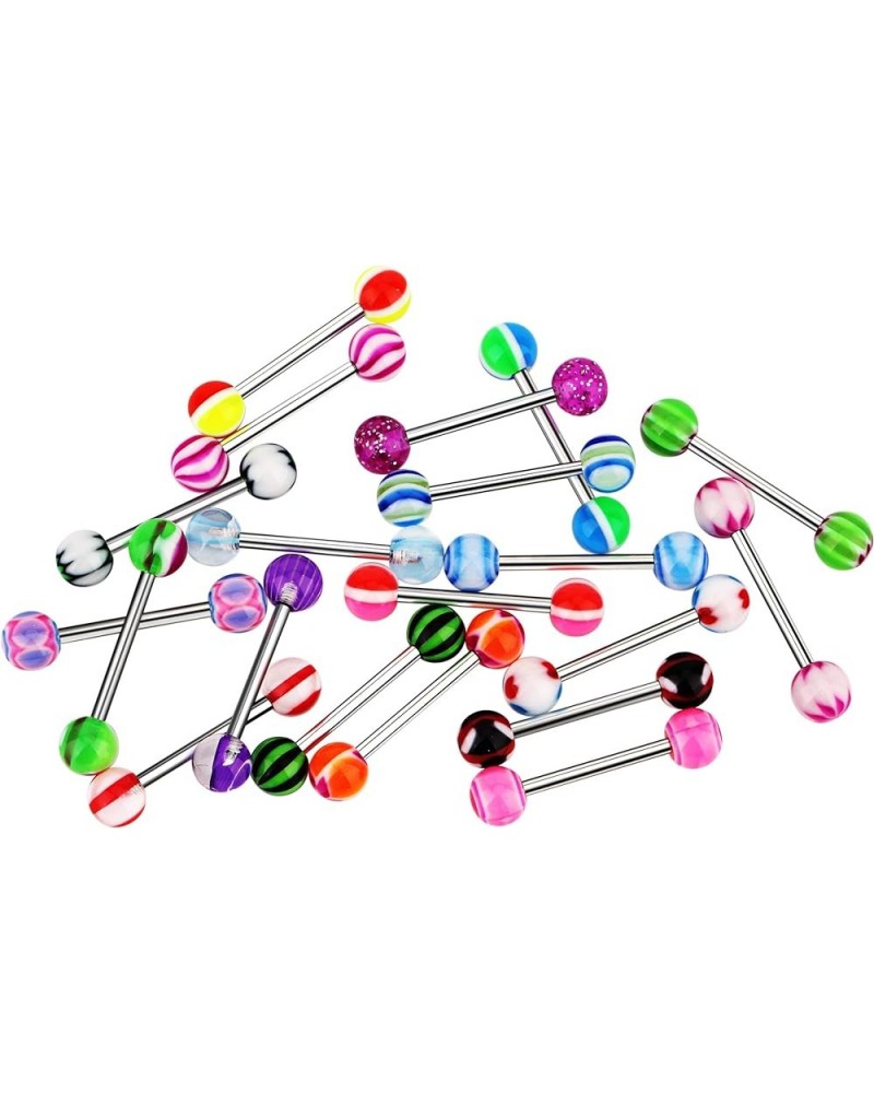 14G Tongue Rings Assorted Colors Surgical Stainless Steel Barbells Piercing Jewelry 20PCS $9.00 Body Jewelry