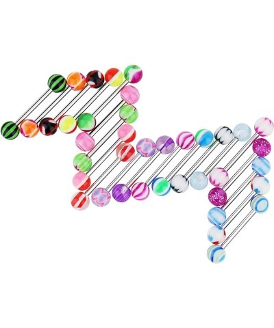 14G Tongue Rings Assorted Colors Surgical Stainless Steel Barbells Piercing Jewelry 20PCS $9.00 Body Jewelry