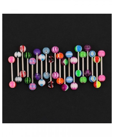 14G Tongue Rings Assorted Colors Surgical Stainless Steel Barbells Piercing Jewelry 20PCS $9.00 Body Jewelry