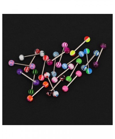 14G Tongue Rings Assorted Colors Surgical Stainless Steel Barbells Piercing Jewelry 20PCS $9.00 Body Jewelry