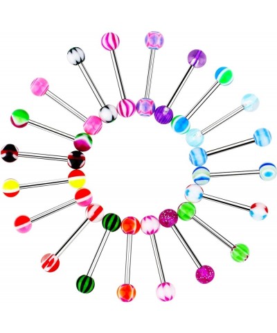 14G Tongue Rings Assorted Colors Surgical Stainless Steel Barbells Piercing Jewelry 20PCS $9.00 Body Jewelry