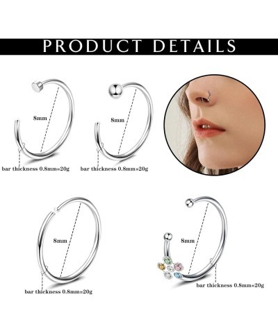 33Pcs 20G Nose Rings Studs for Women Men Hypoallergenic Surgical Steel L Shape Nose Stud Screw Bone Hoop Nostril Nose Piercin...