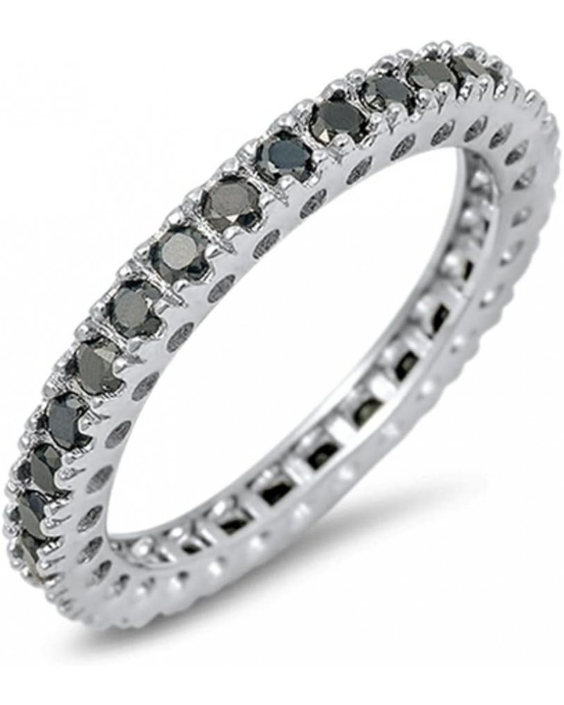 CHOOSE YOUR COLOR Sterling Silver Eternity Ring Black $11.02 Rings