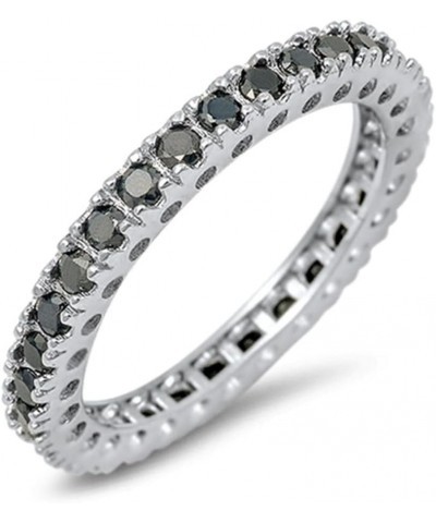 CHOOSE YOUR COLOR Sterling Silver Eternity Ring Black $11.02 Rings