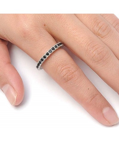 CHOOSE YOUR COLOR Sterling Silver Eternity Ring Black $11.02 Rings