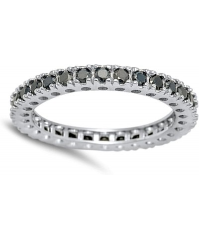 CHOOSE YOUR COLOR Sterling Silver Eternity Ring Black $11.02 Rings