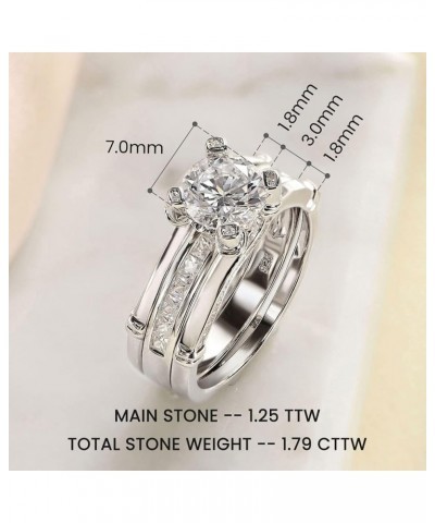 Wedding Engagement Rings Set for Women 925 Sterling Silver Round CZ Anniversary Band Promise Bridal Size 5-12 Silver $28.61 Sets