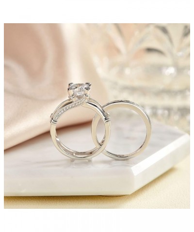 Wedding Engagement Rings Set for Women 925 Sterling Silver Round CZ Anniversary Band Promise Bridal Size 5-12 Silver $28.61 Sets