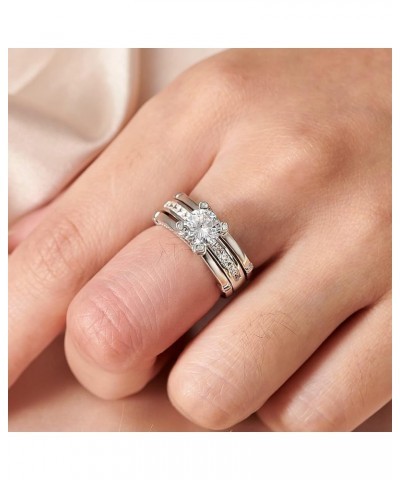 Wedding Engagement Rings Set for Women 925 Sterling Silver Round CZ Anniversary Band Promise Bridal Size 5-12 Silver $28.61 Sets