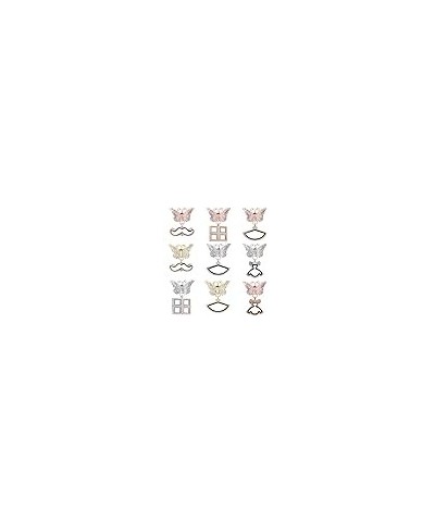 10Pcs Rhinestone Funny Mustache and Square Pendant Locket with Butterfly Brooch Pins Women Aromatherapy Wedding Jewelry - (Me...