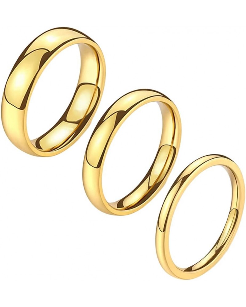 Gold Stacking Rings Set for Women - 2/4/6MM 3PCS 18K Gold Plated, High Polish, Comfort Fit Gold $9.35 Rings