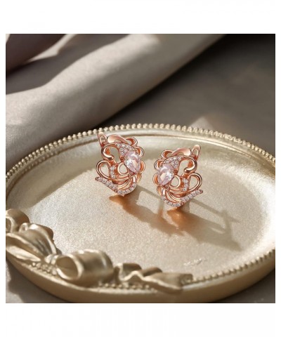 Women's Gorgeous Zircon Wedding Party Teardrop Hoop Stud Earrings Butterfly_Clear Rose Gold-Tone $9.50 Earrings