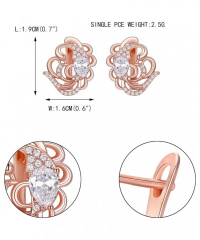 Women's Gorgeous Zircon Wedding Party Teardrop Hoop Stud Earrings Butterfly_Clear Rose Gold-Tone $9.50 Earrings