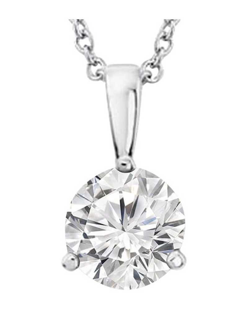 3/8-3 Carat IGI Certified LAB-GROWN Round Cut 3 Prong Diamond Pendant Necklace + 16" 14K Gold Chain Luxury Collection (D-E Co...