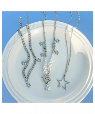 2 Pieces Silver Star Necklace Y2K Jewelry Set Grunge Necklace Kawaii Cute Necklaces Aesthetic Vintage Emo Jewelry Silver 3 $8...