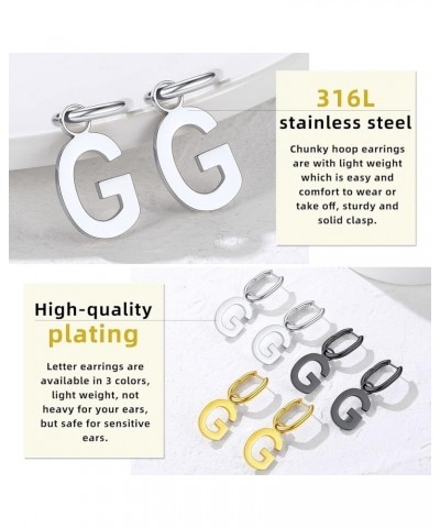 Initial Earrings for Women, Stainless Steel Letter Hoop Drop Earrings Gold, U-Shape Alphabet Statement Earring Stainless Stee...