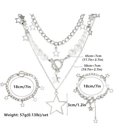 2 Pieces Silver Star Necklace Y2K Jewelry Set Grunge Necklace Kawaii Cute Necklaces Aesthetic Vintage Emo Jewelry Silver 3 $8...