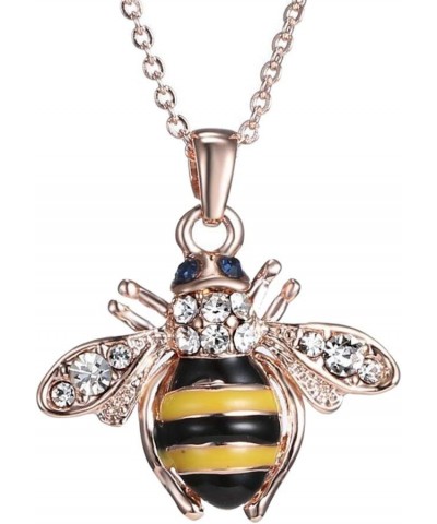 Elegent Crystal Yellow Little Bee Colored Glaze Drip Honey Bee Little Bumblebee Pendant Necklace $5.49 Necklaces