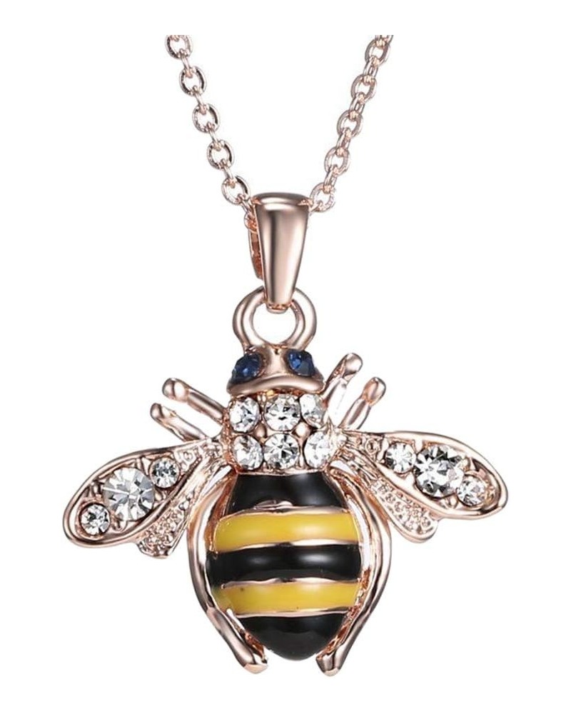 Elegent Crystal Yellow Little Bee Colored Glaze Drip Honey Bee Little Bumblebee Pendant Necklace $5.49 Necklaces