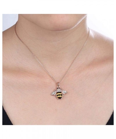 Elegent Crystal Yellow Little Bee Colored Glaze Drip Honey Bee Little Bumblebee Pendant Necklace $5.49 Necklaces