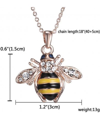 Elegent Crystal Yellow Little Bee Colored Glaze Drip Honey Bee Little Bumblebee Pendant Necklace $5.49 Necklaces