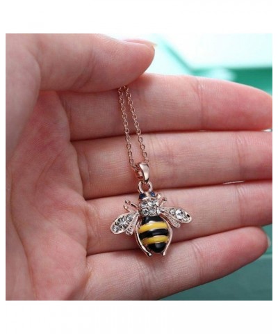 Elegent Crystal Yellow Little Bee Colored Glaze Drip Honey Bee Little Bumblebee Pendant Necklace $5.49 Necklaces