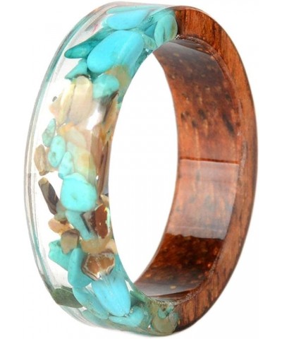 Unique Wood Plastic Resin Ring with Turquoise Insided Transparent Crystal Band Ring Best Handmade Gift for Her Turquoise $8.1...