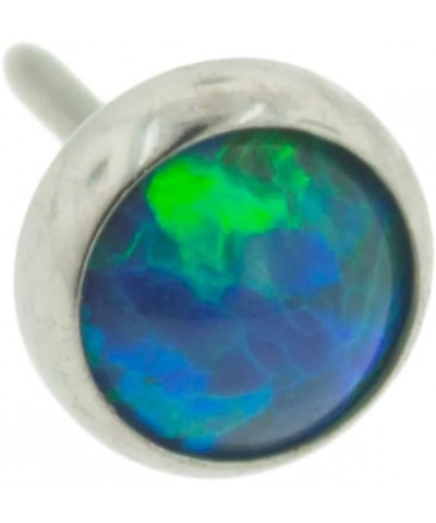 Threadless Titanium Synthetic Opal Cabochon End: 14g High Polish, Gem: 2mm, Peacock Opal Gem $10.41 Body Jewelry