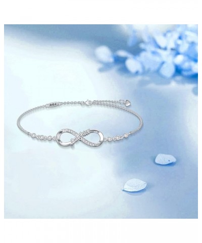 Infintiy Symbol Birthstone Charm Link Bracelet Christmas Gifts for Women 925 Sterling Silver Adjustbale Bracelet Jewelry Birt...