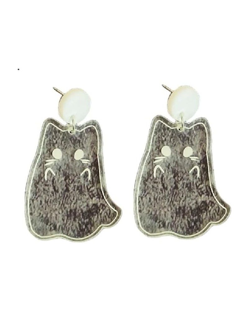 Halloween Cute Ghost Pumpkin Acrylic Drop Dangle Earrings Cartoon Ghost Cat Skull Bat Ghost Bride Wooden Earrings for Women G...