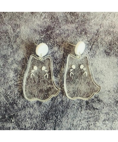 Halloween Cute Ghost Pumpkin Acrylic Drop Dangle Earrings Cartoon Ghost Cat Skull Bat Ghost Bride Wooden Earrings for Women G...