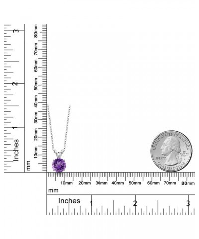 925 Sterling Silver Purple Amethyst Solitaire Pendant Necklace For Women (1.70 Cttw, Round 8MM, Gemstone February Birthstone,...