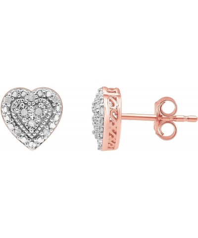 1/10 CT Sterling Silver Pave Set Composite Diamond Heart Frame Stud Earrings (J-K, I3) | Fashion Jewelry for Women| Gift Box ...