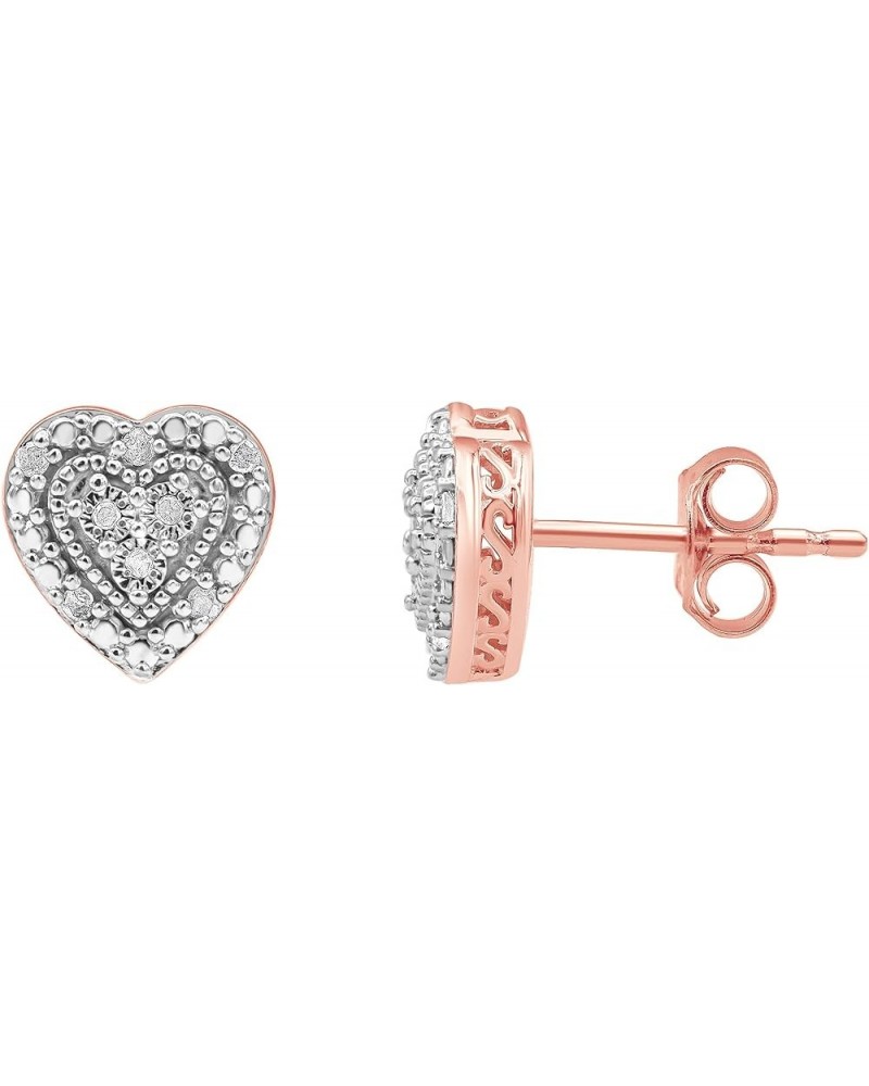 1/10 CT Sterling Silver Pave Set Composite Diamond Heart Frame Stud Earrings (J-K, I3) | Fashion Jewelry for Women| Gift Box ...