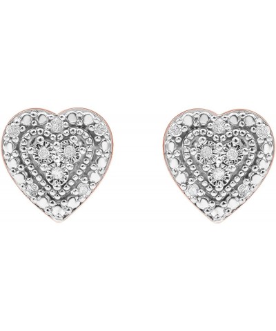 1/10 CT Sterling Silver Pave Set Composite Diamond Heart Frame Stud Earrings (J-K, I3) | Fashion Jewelry for Women| Gift Box ...