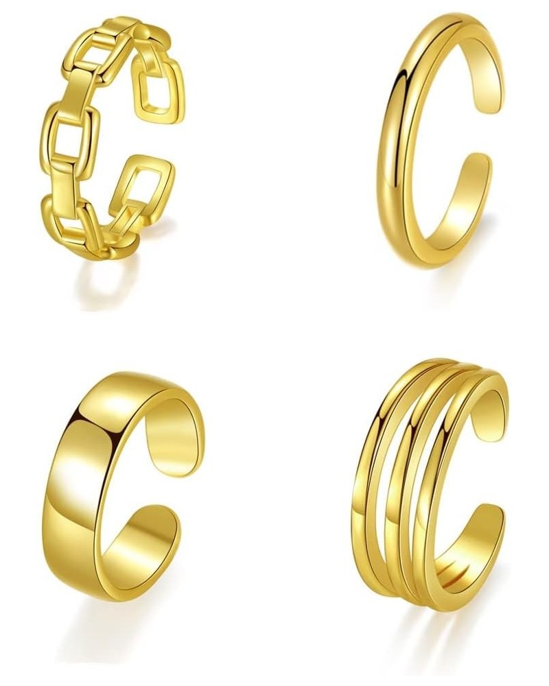 4Pcs/1Set Adjustable Gold Silver Toe Rings for Women Simple Summer Beach Open Toe Rings Set Foot Jewelry gold $6.57 Body Jewelry