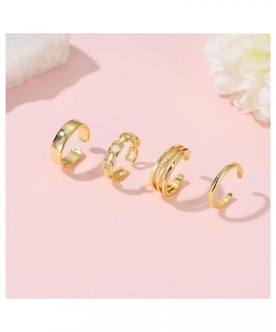 4Pcs/1Set Adjustable Gold Silver Toe Rings for Women Simple Summer Beach Open Toe Rings Set Foot Jewelry gold $6.57 Body Jewelry