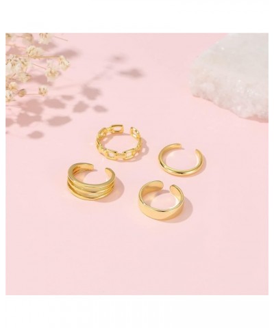 4Pcs/1Set Adjustable Gold Silver Toe Rings for Women Simple Summer Beach Open Toe Rings Set Foot Jewelry gold $6.57 Body Jewelry