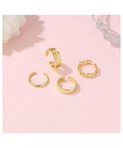 4Pcs/1Set Adjustable Gold Silver Toe Rings for Women Simple Summer Beach Open Toe Rings Set Foot Jewelry gold $6.57 Body Jewelry