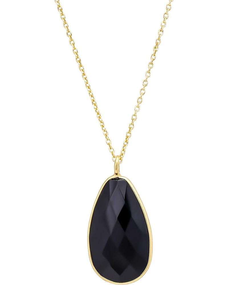 Semi-Precious Gemstone Pendants in Sterling Silver or 14k Gold-Plated with 18" Long Adjustable Chain Black Onyx $19.22 Necklaces